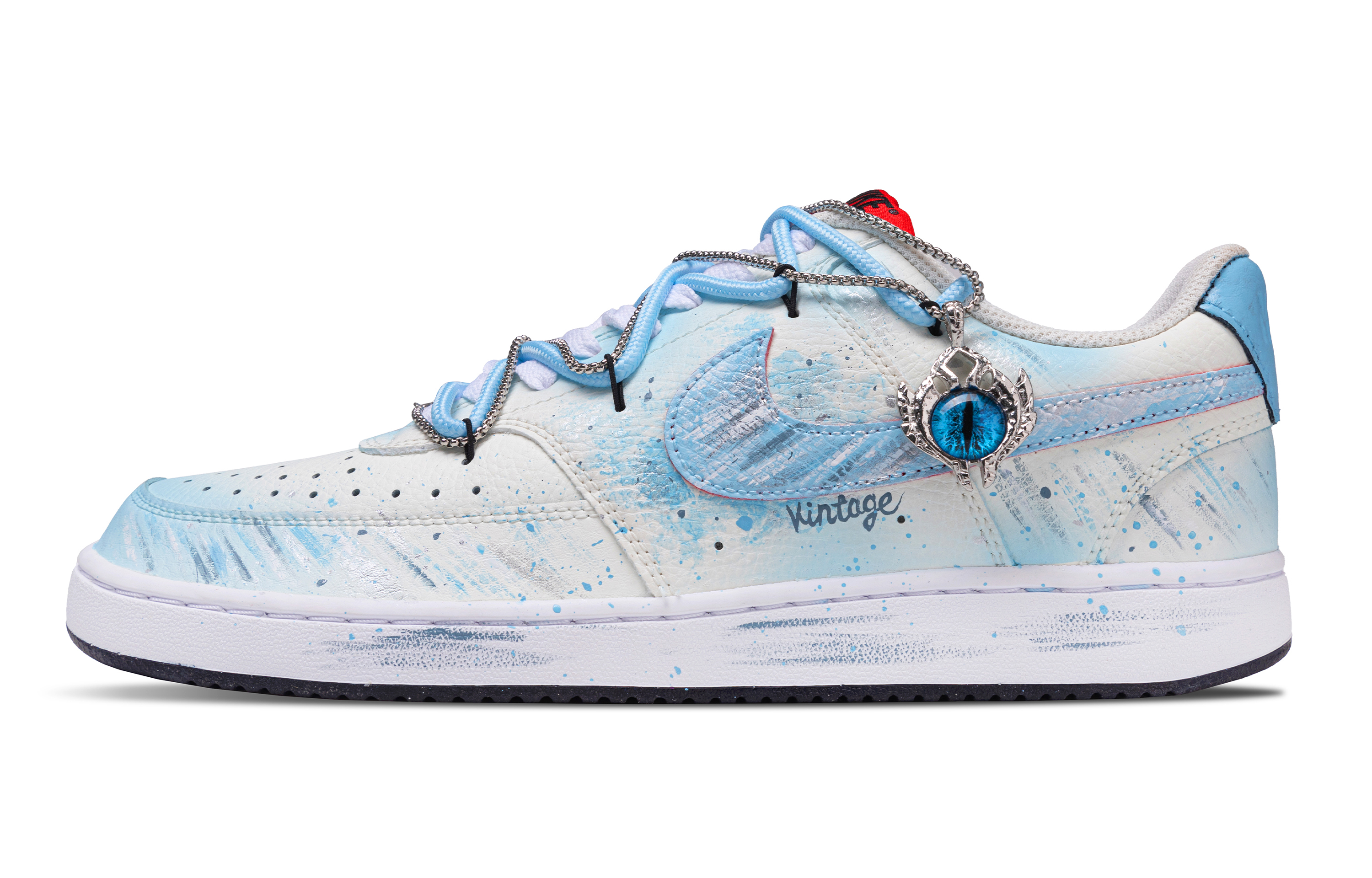 

Nike Кроссовки для скейтбординга Court Vision 1 Storm Swirl Balance, дышащие, увеличивающие рост, низкие, мужские, серебристо-синие