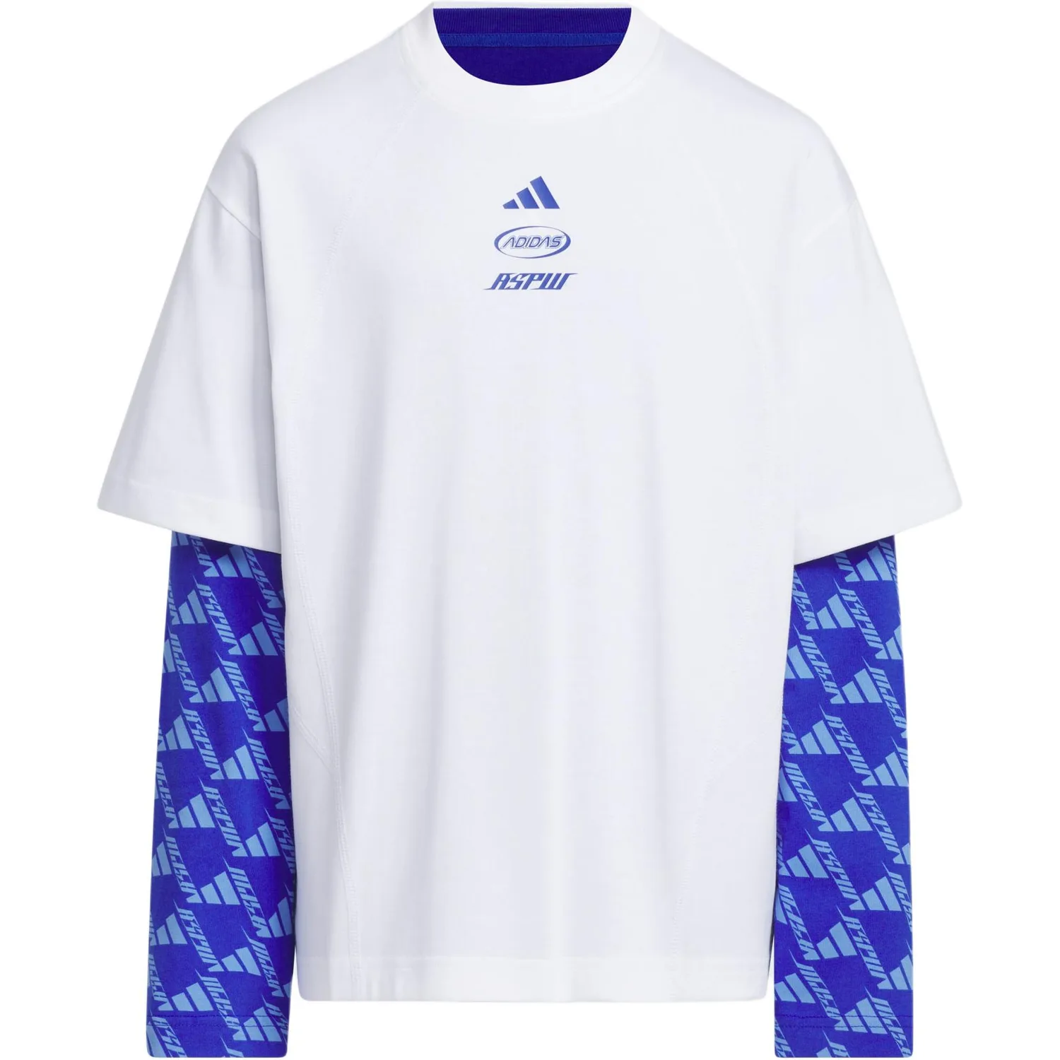 Adidas Футболка белая/полуфлуоресцентная синяя для подростков