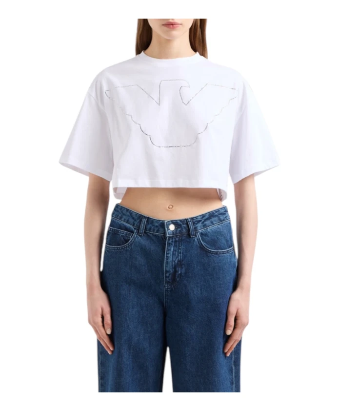 Белая футболка с коротким рукавом ew000897af12573u0002 Emporio Armani, белый — фото 2