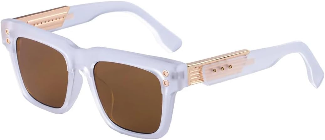 

Винтажные солнцезащитные очки для женщин и мужчин, роскошные дизайнерские, популярные в стиле панк, с заклепками, для активного отдыха и вождения, мужские солнцезащитные очки UV400 SZVVBKK, Clear Silver Brown