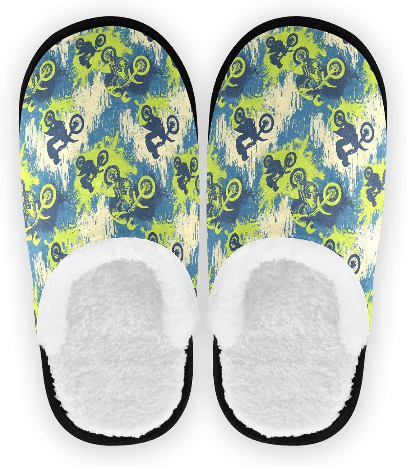 

Домашние тапочки JHKKU из мягкого ворса, теплые, нескользящие, для женщин и мужчин, уютные, для дома и путешествий, Dirt Bikes