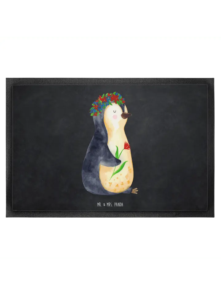 

Коврик Mr & Mrs Panda Pinguin Blumen ohne Spruch, цвет kreidetafel