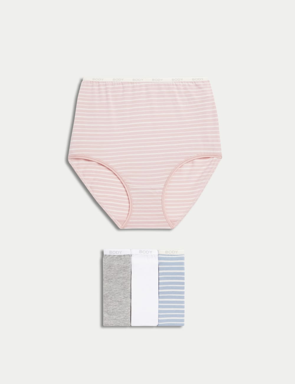

Трусы-слипы из хлопка с высоким содержанием 4 шт. Body by Marks & Spencer, светло-голубой микс