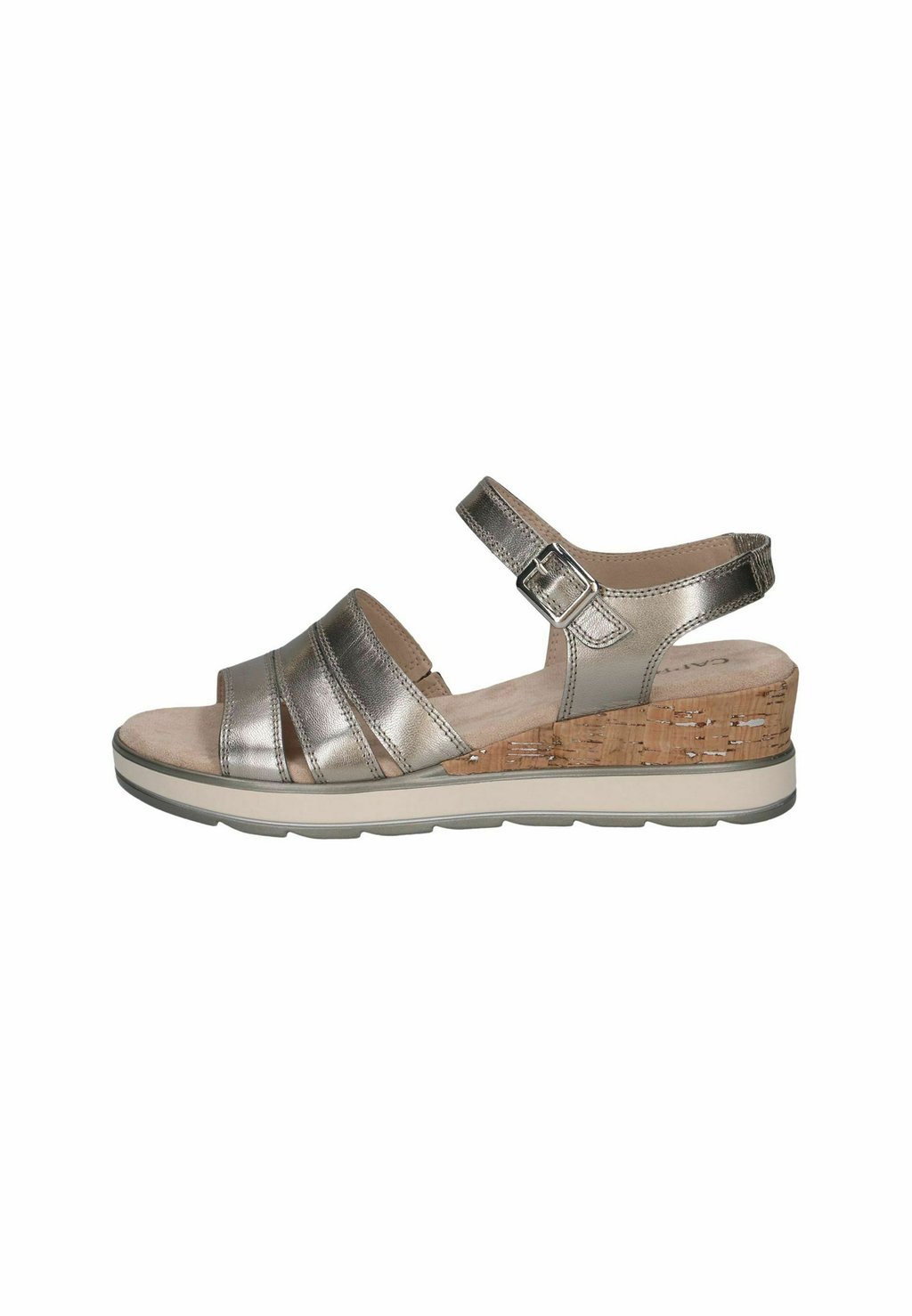 Босоножки на танкетке Caprice, цвет Stone Metallic
