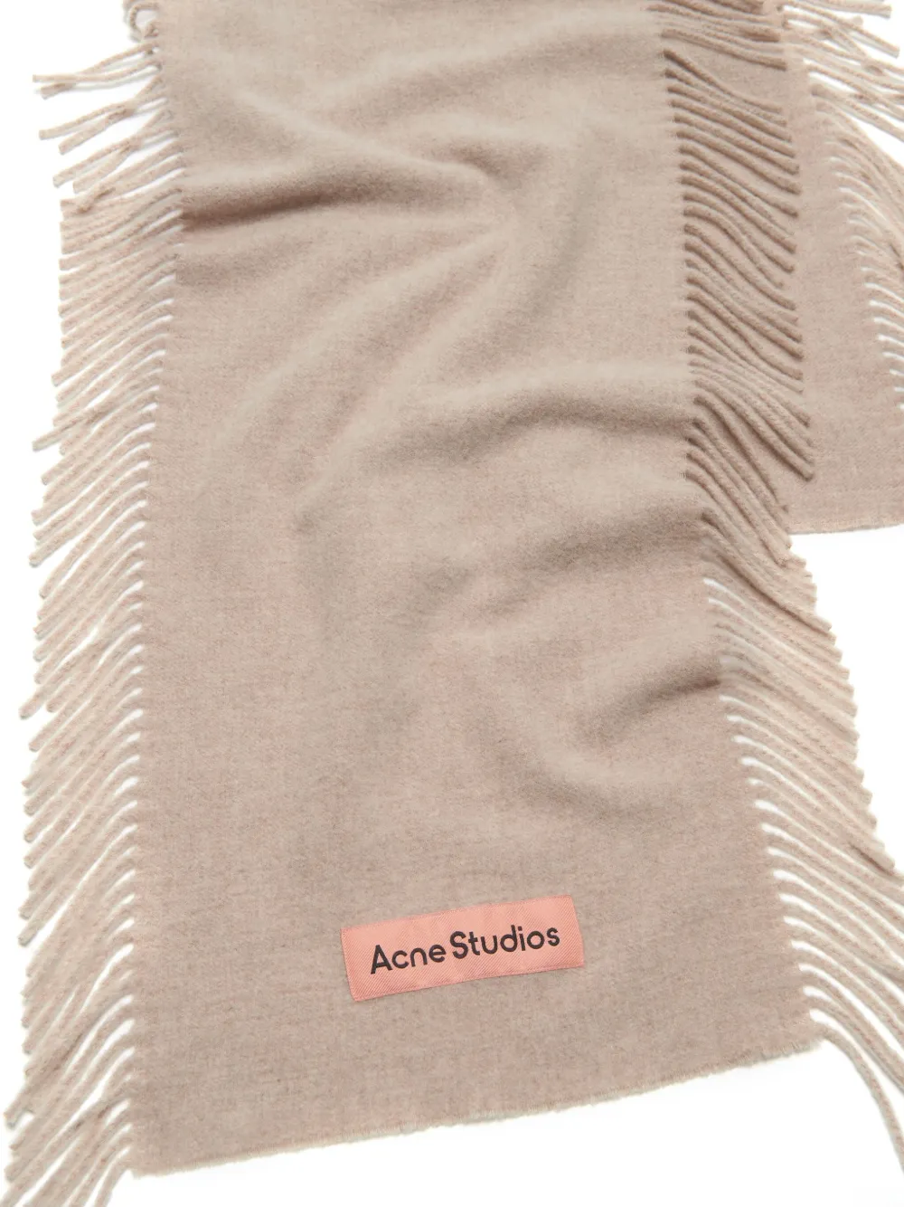Шерстяной шарф с бахромой Acne Studios, нейтральный — фото 2