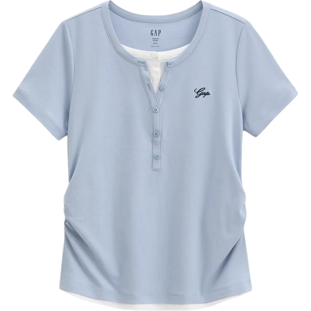 

Футболка женская Henry Collar Moderate Mock Two Piece GAP, синий