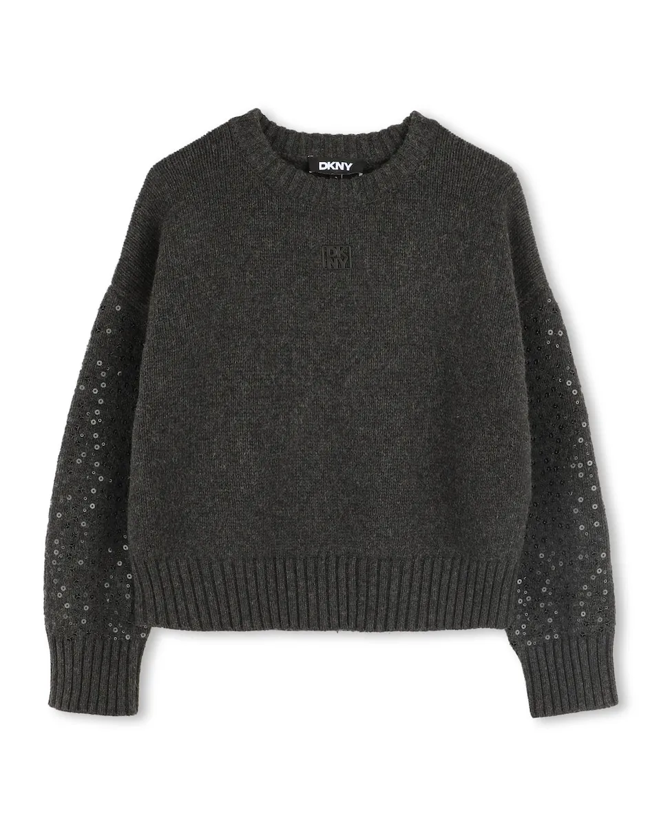 

Детский свитер с длинным рукавом DKNY, темно-серый