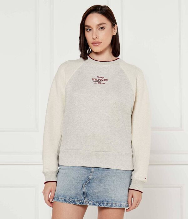 

Свитшот женский Tommy Hilfiger хлопковый с вышивкой, серый