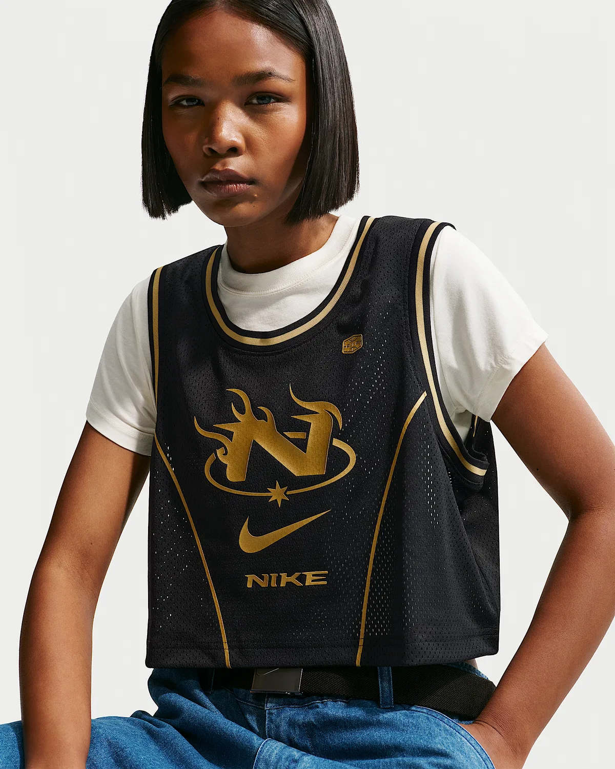Женский укороченный джерси Nike Sportswear, Black/Buff Gold