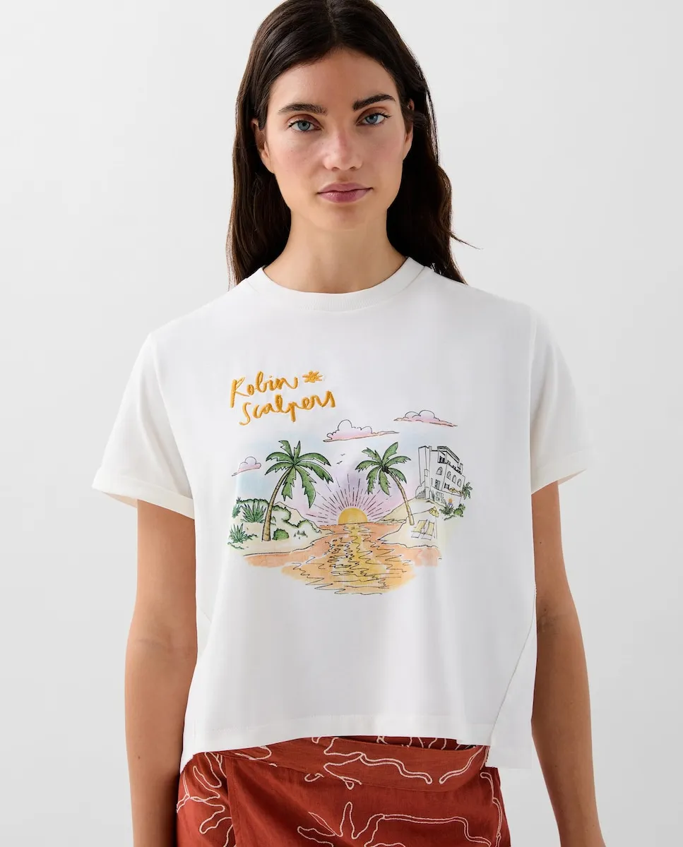 

Женская футболка с коротким рукавом и круглым вырезом Scalpers, белый