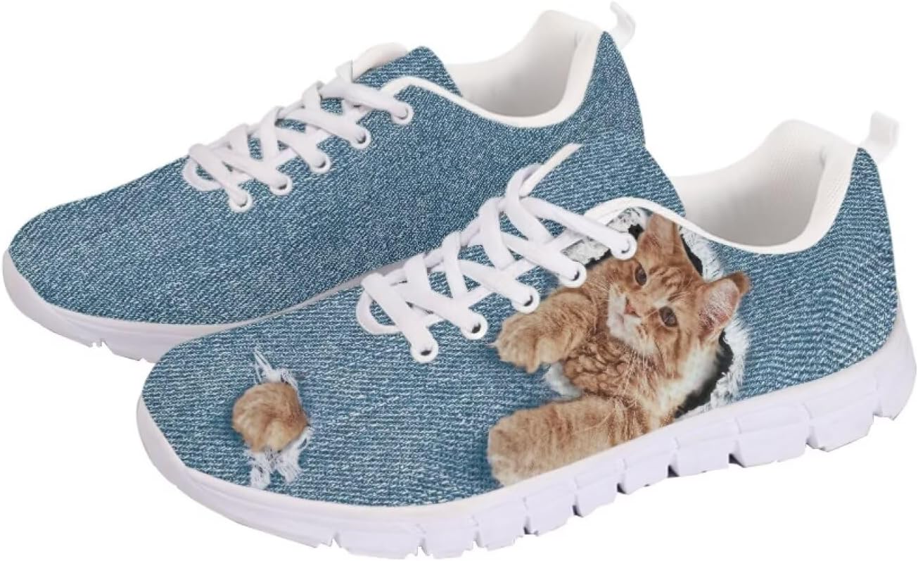 

Женские клетчатые кроссовки для бега, легкие спортивные туфли с сеткой, повседневные ходовые и беговые кроссовки Getelinseng, Cat