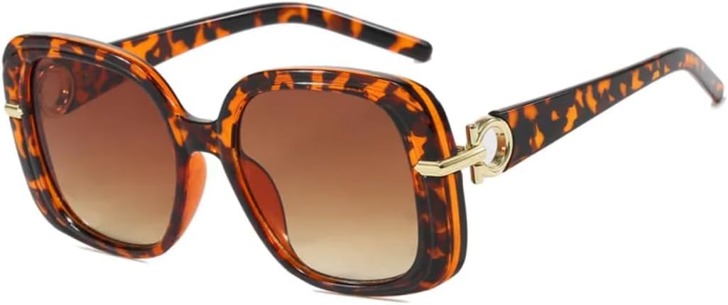 

Винтажные солнцезащитные очки большого размера для женщин и мужчин, роскошные очки в стиле панк, популярная большая оправа, защита от УФ-излучения UV400 HHZZYVY, Leopard Tea