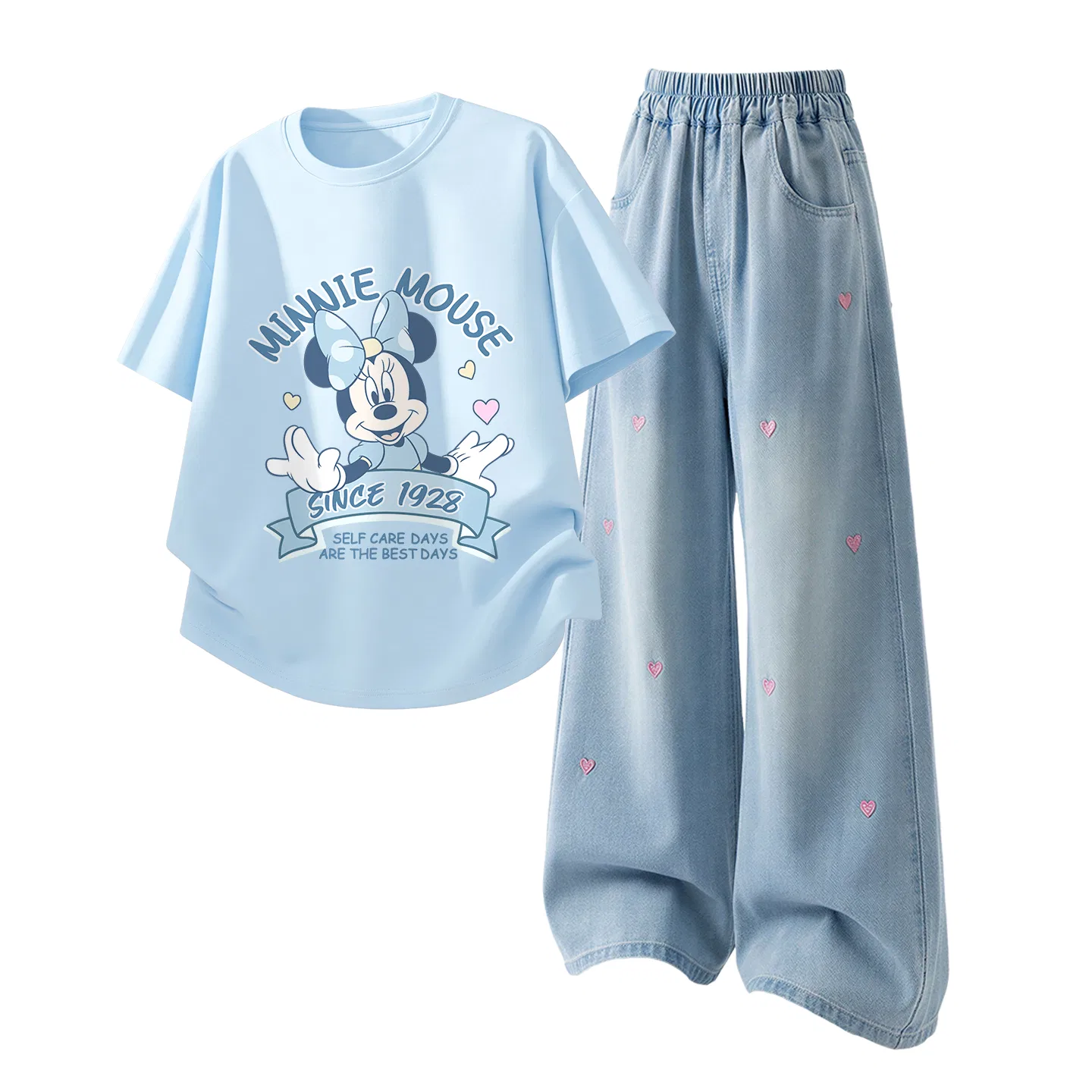 Детский спортивный костюм Casual Sportswear 2 Piece Set Disney, Di Light Color Sky Blue+Solid Color Denim Light Blue — фото 3