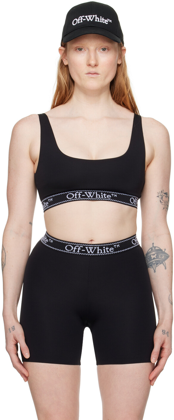 

Черный жаккардовый спортивный бюстгальтер Off-White