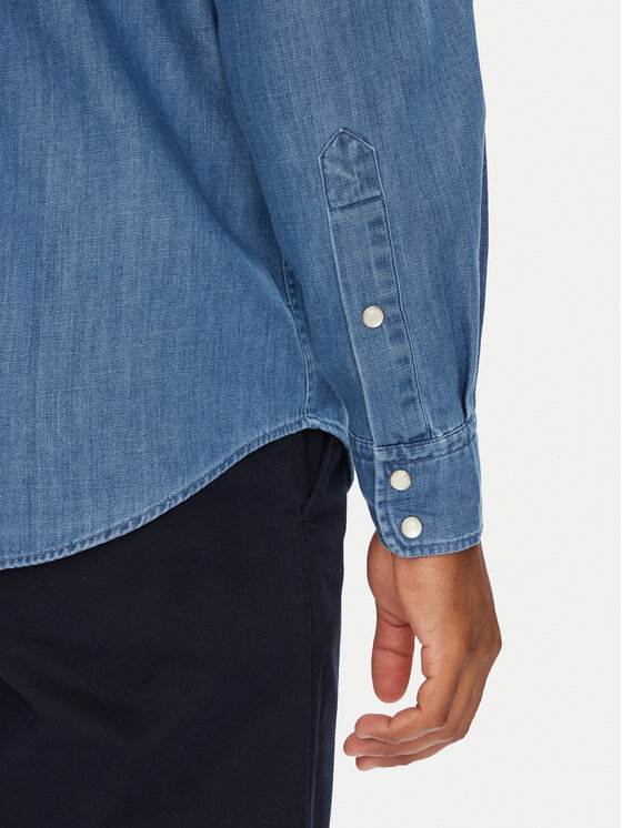Джинсовая рубашка стандартный крой MW0MW39429 Tommy Hilfiger, синий — фото 4