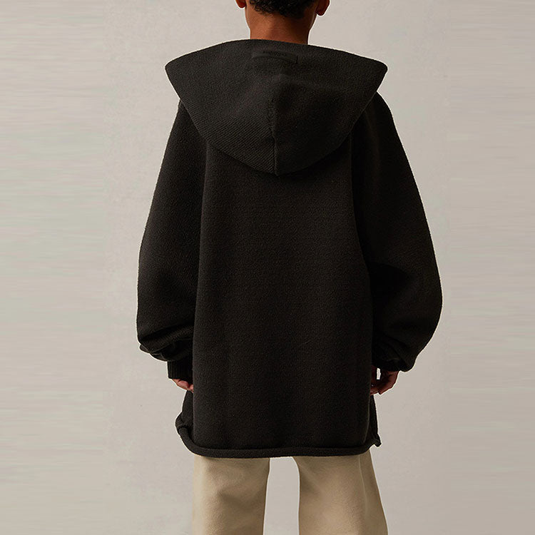 Худи Fear of God Essentials SS22 Big E Knit Hoodie 'Iron Grey', черный — фото 4