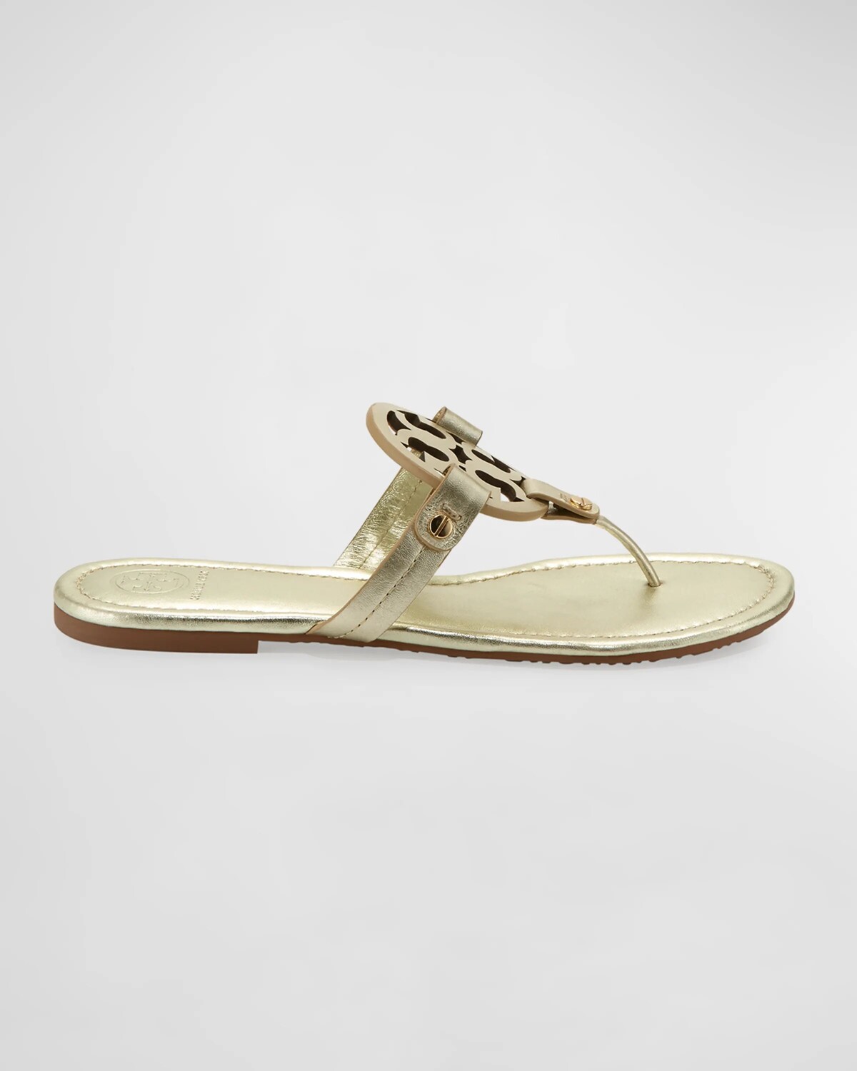 Кожаные сандалии с логотипом Miller Tory Burch, цвет Spark Gold