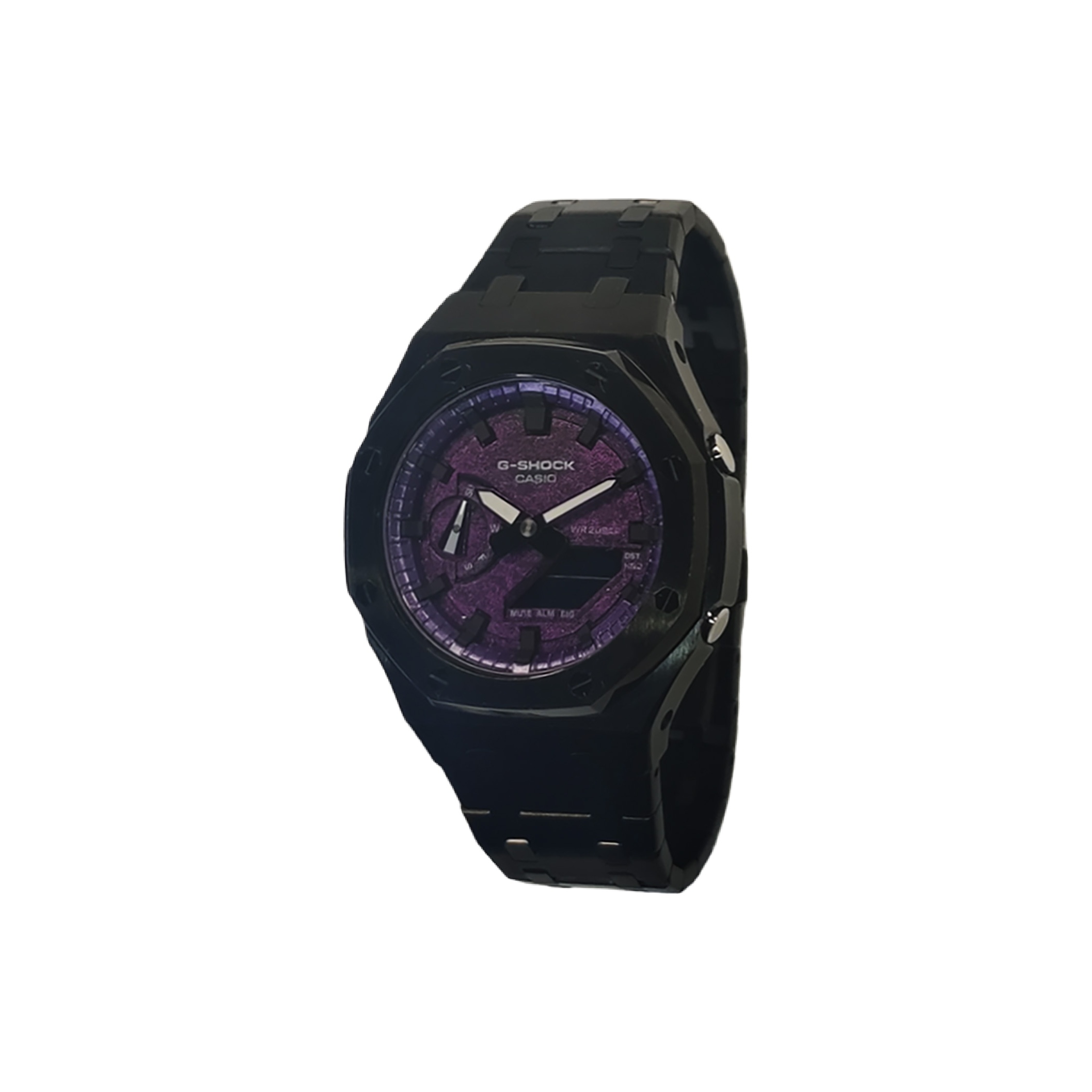 

CASIO Часы Men Liquid Crystal/Analog Dual Display Series 44mm Purple Watch, Black Steel Dull Purple
