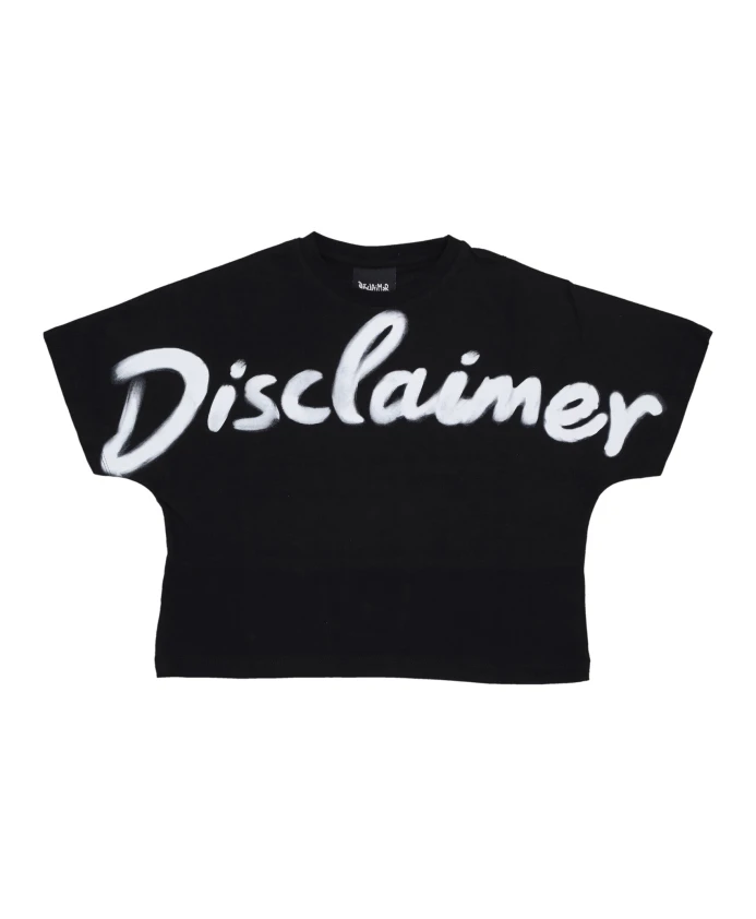 

Укороченная футболка с крупным логотипом. Disclaimer, черный