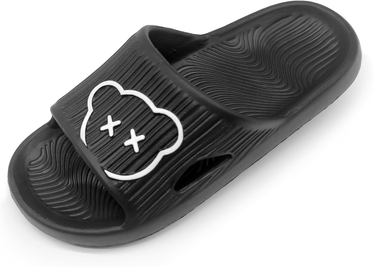 

Сандалии-шлепанцы icosylify Bear Slides с изображением смайлика для женщин и мужчин, черный