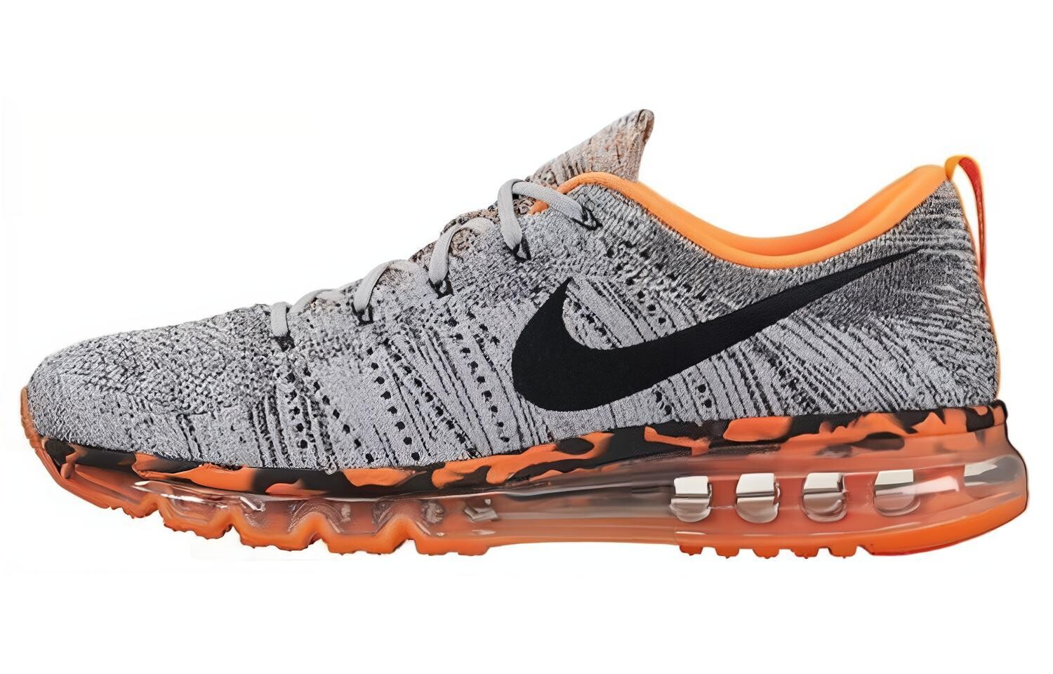 

Кроссовки Nike Flyknit Max Wolf Grey Black Orange, серый