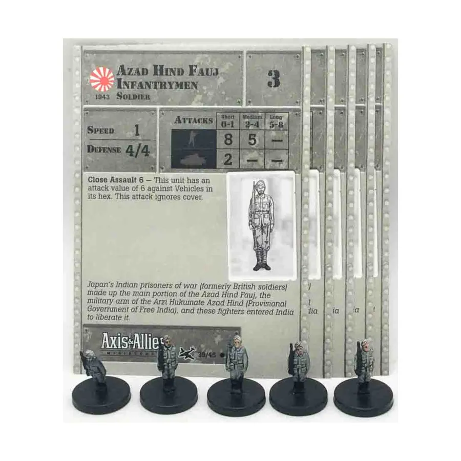 

Азад Хинд Фаудж Пехотинец (C) x5, Axis & Allies - Collectible Miniatures Game - Reserves Singles