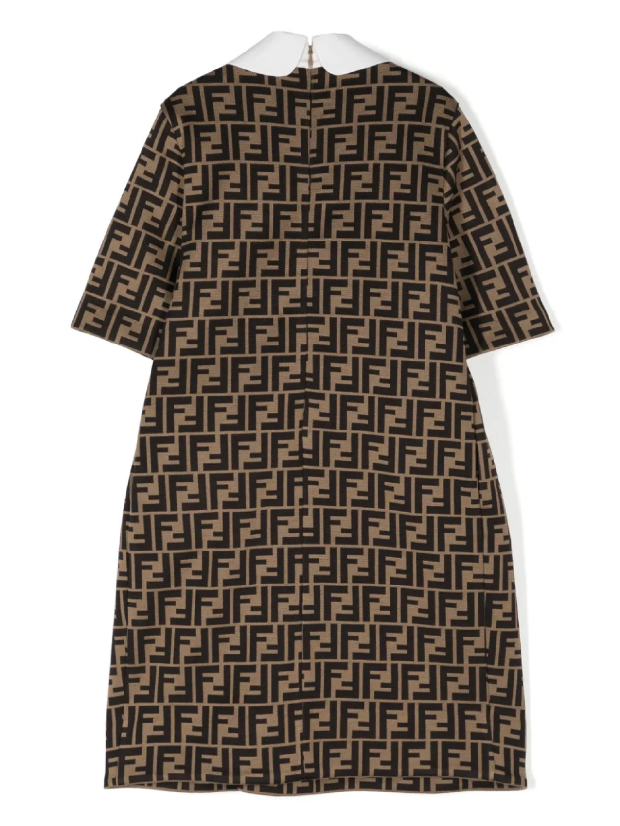 Жаккардовое платье с логотипом FF Fendi Kids, коричневый — фото 2