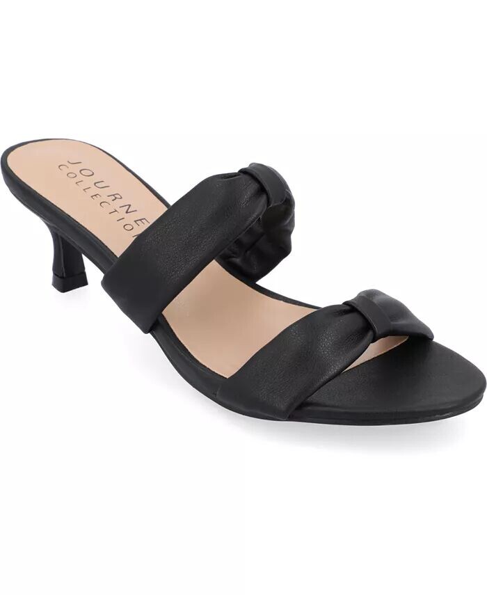 Женские босоножки Dyllan с двойным ремешком и каблуком-рюмочкой Journee Collection, черный