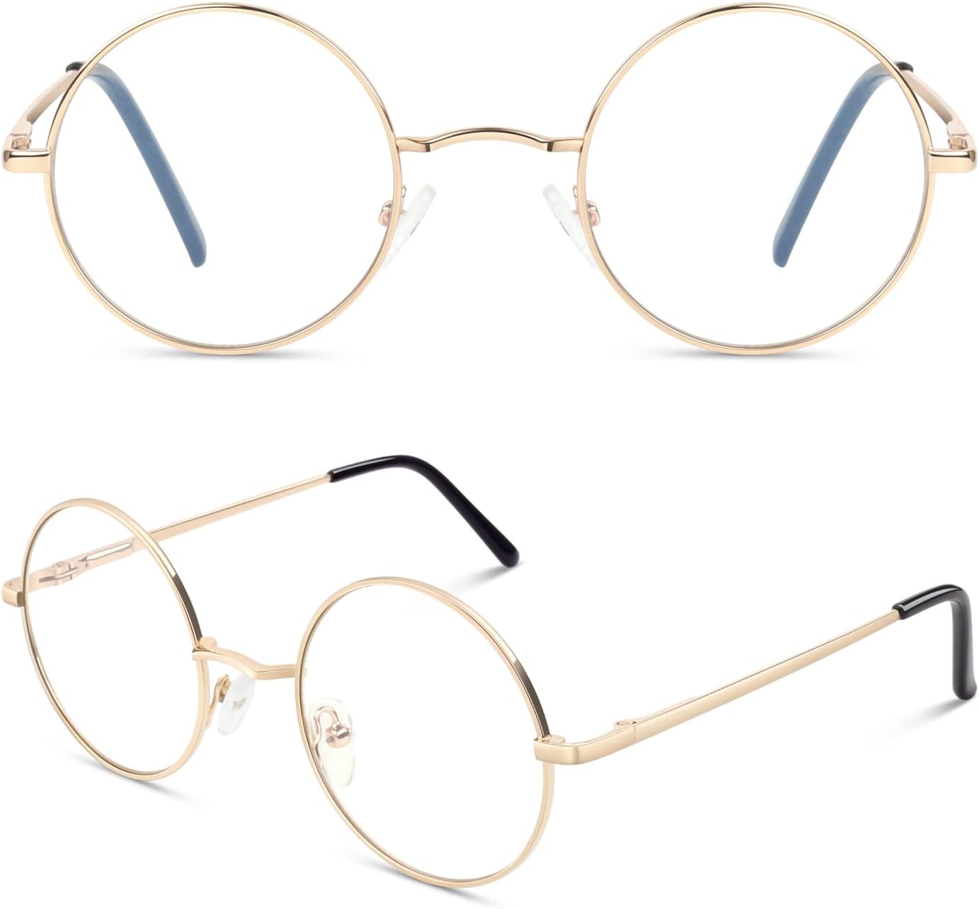 

CGID Ретро круглые поляризованные солнцезащитные очки для мужчин и женщин, круглые металлические очки в стиле хиппи, защита UV400, E01, Retro/45mm/Anti Blue Light-gold