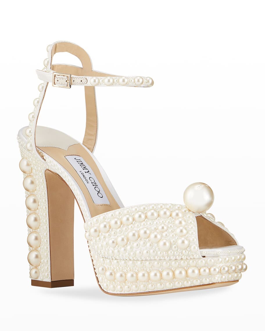 Босоножки на платформе Sacaria 120 с жемчужными заклепками Jimmy Choo — фото 2