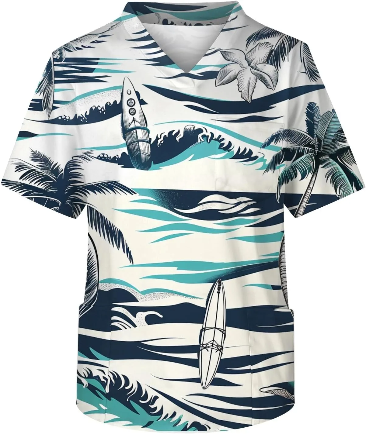 

Мужская гавайская рубашка, повседневная футболка с коротким рукавом и V-образным вырезом