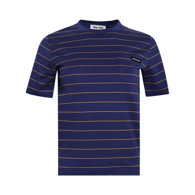 

Футболка Miu Miu Stripe Tee 'Ink Blue/Topaz', синий