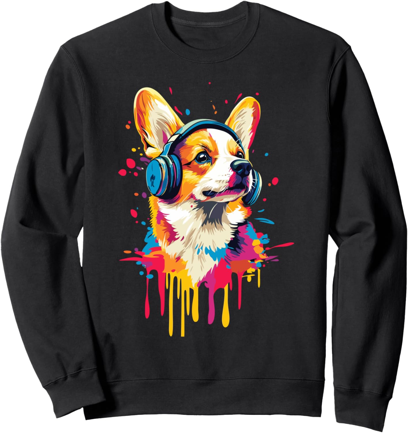 

Наушники в стиле поп-арт с изображением корги, забавная толстовка с корги, черная Funny Corgi Dog Lovers Designs