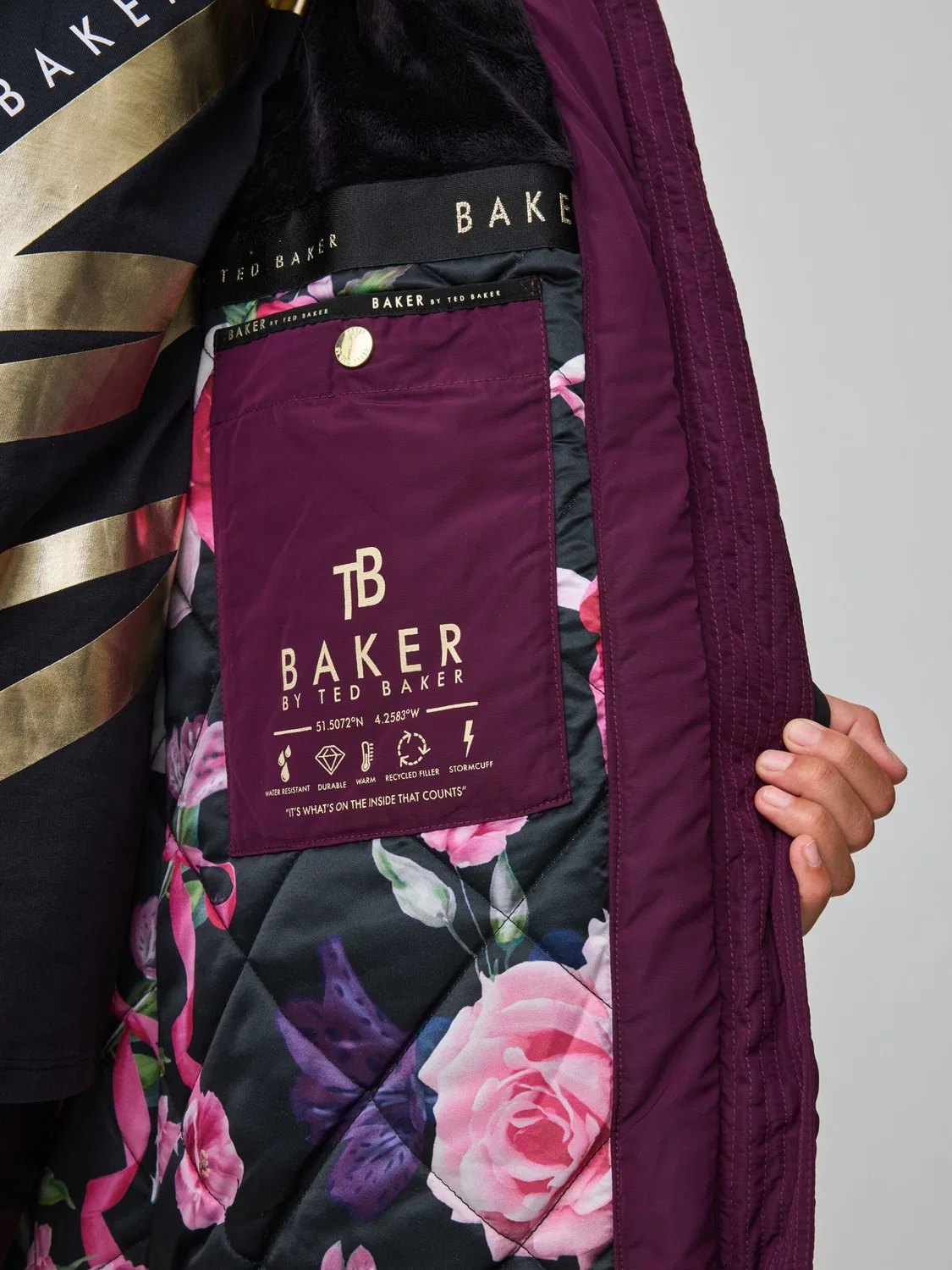 Пальто Baker by Ted Baker бордового цвета — фото 4