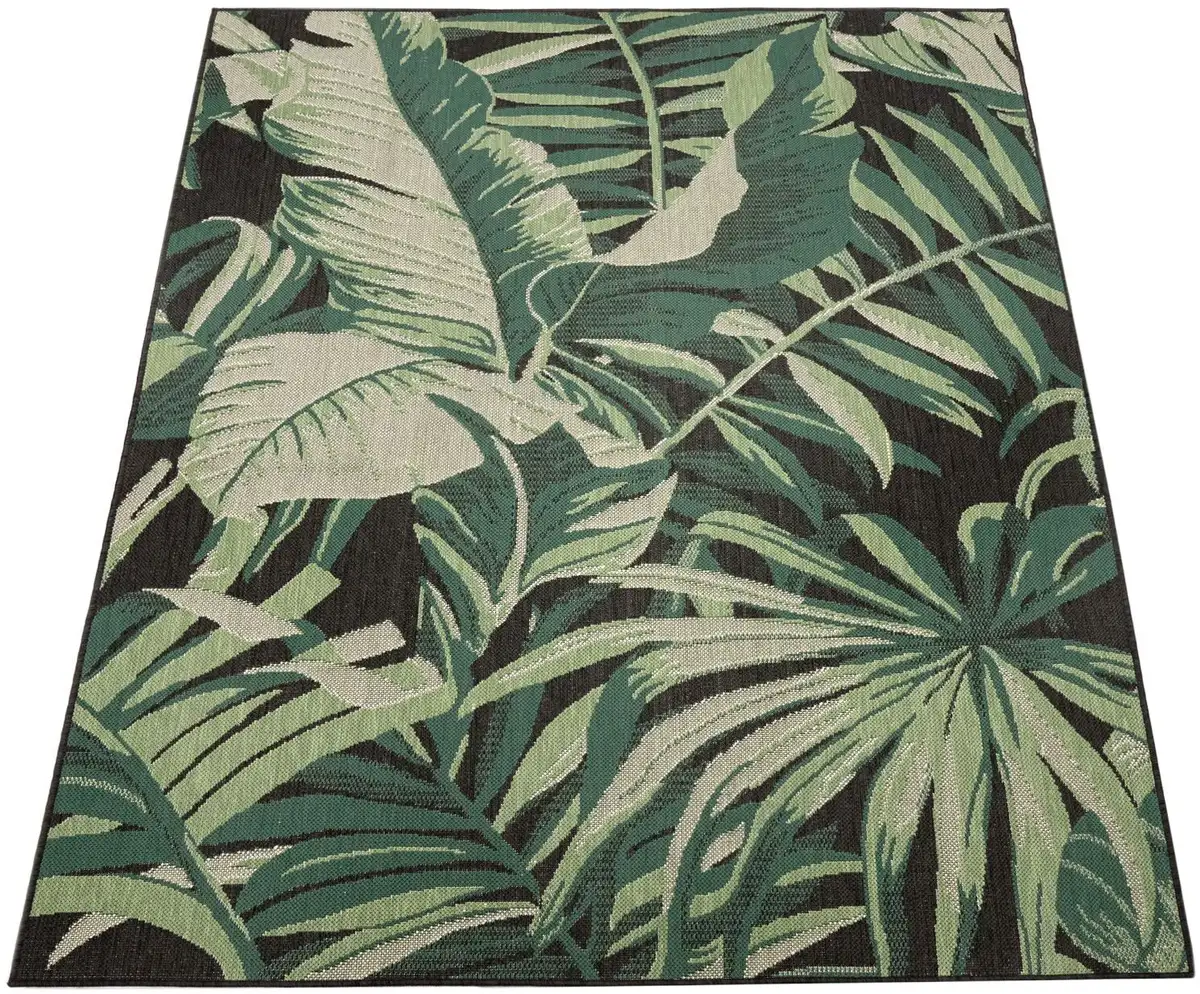 

Ковер Paco Home "Ostende 551", прямоугольный, плоского плетения, мотив пальмовых листьев, подходит для использования внутри и снаружи помещений 80х150 см, черный