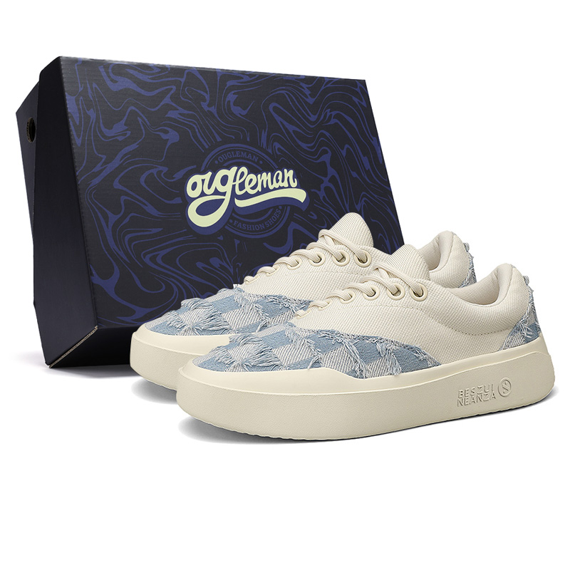 

Кроссовки Gift Box Set Lightweight Low top Skateboard Shoes Men's OUGLEMEN, белый/черный