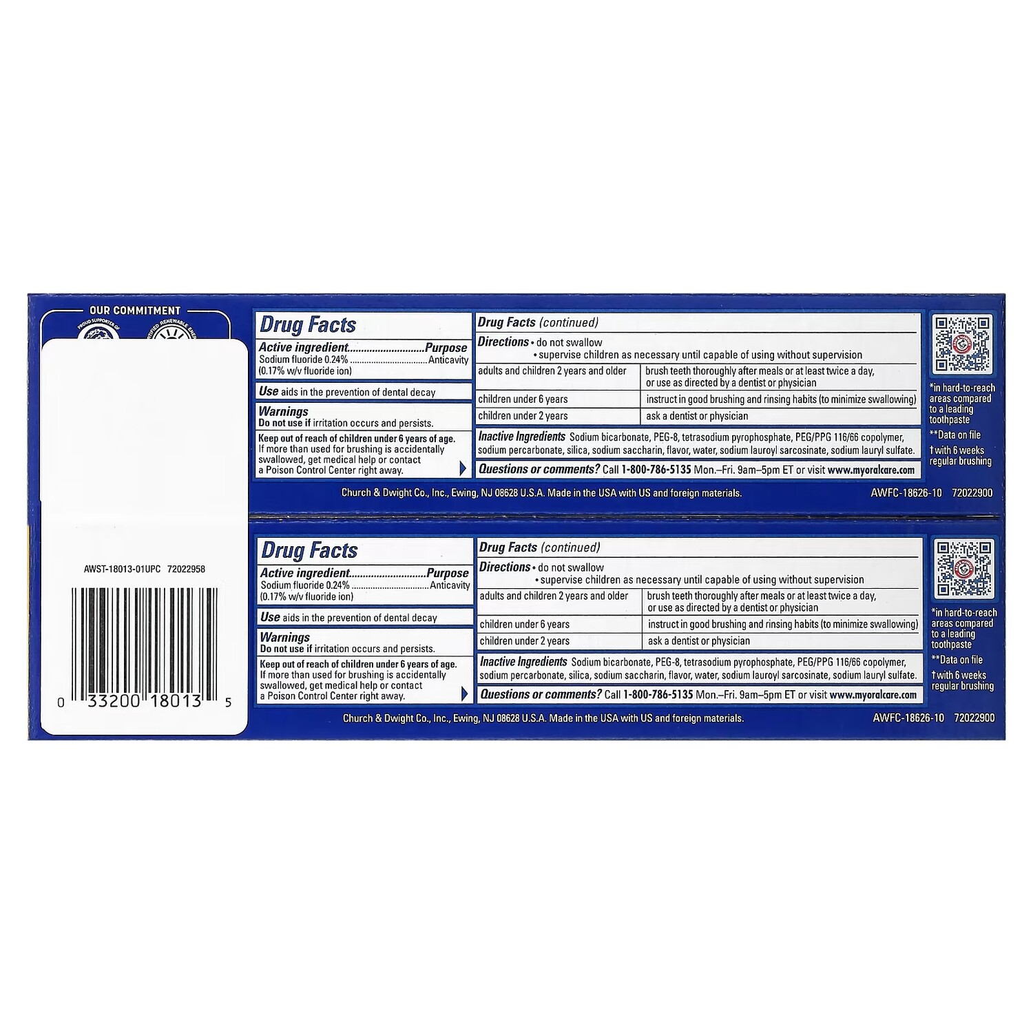 Зубная паста против кариеса Arm & Hammer Advance White Clean Mint с фтором — фото 3