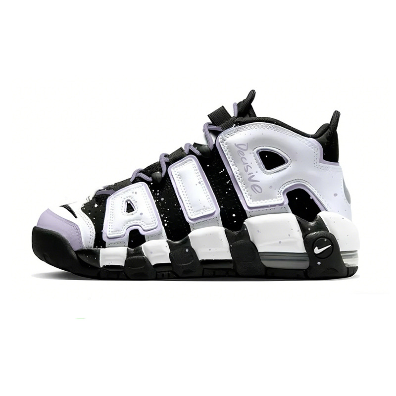 

Nike Кроссовки детские баскетбольные Air More Uptempo Purple Sky Reflecting Moon Cushioning Mid top черно-фиолетовые для подростков