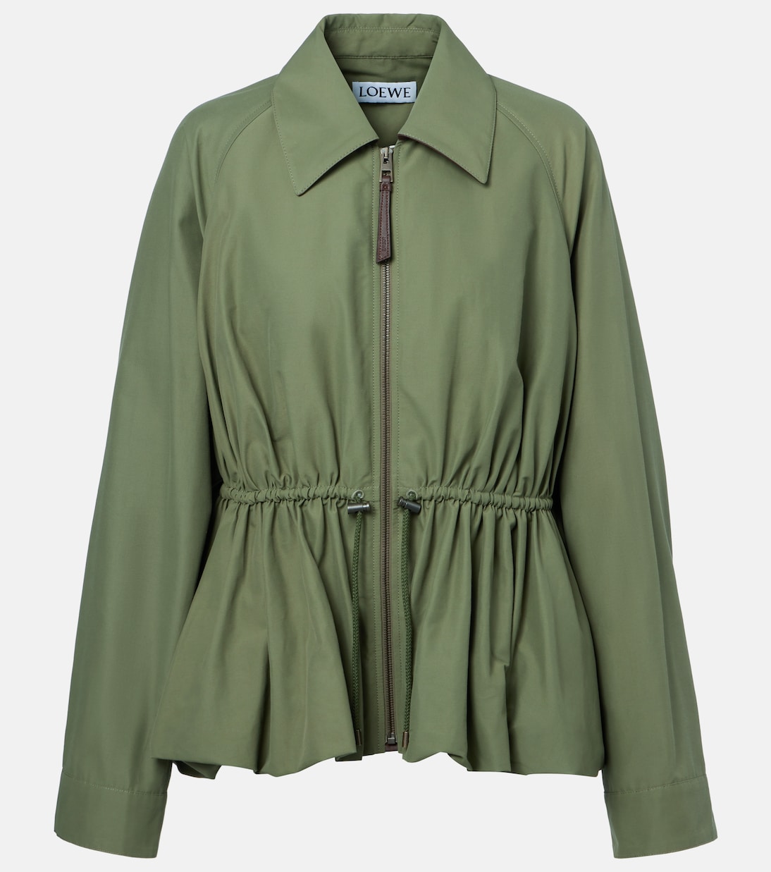 

Пиджак из смесовой хлопковой ткани с рюшами Loewe, Khaki Green