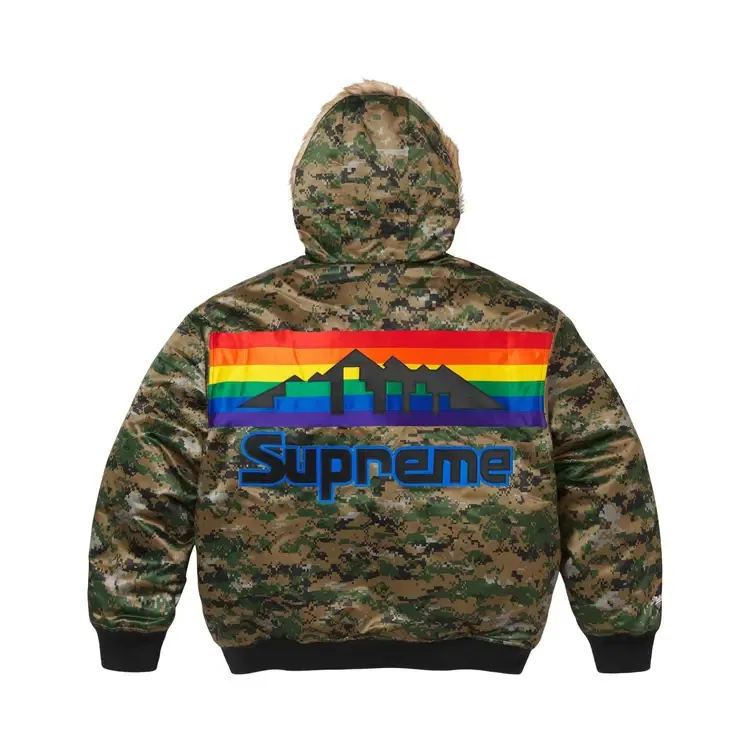 Куртка-бомбер из атласа с капюшономSupreme x Mitchell Ness Teams, зеленый — фото 2