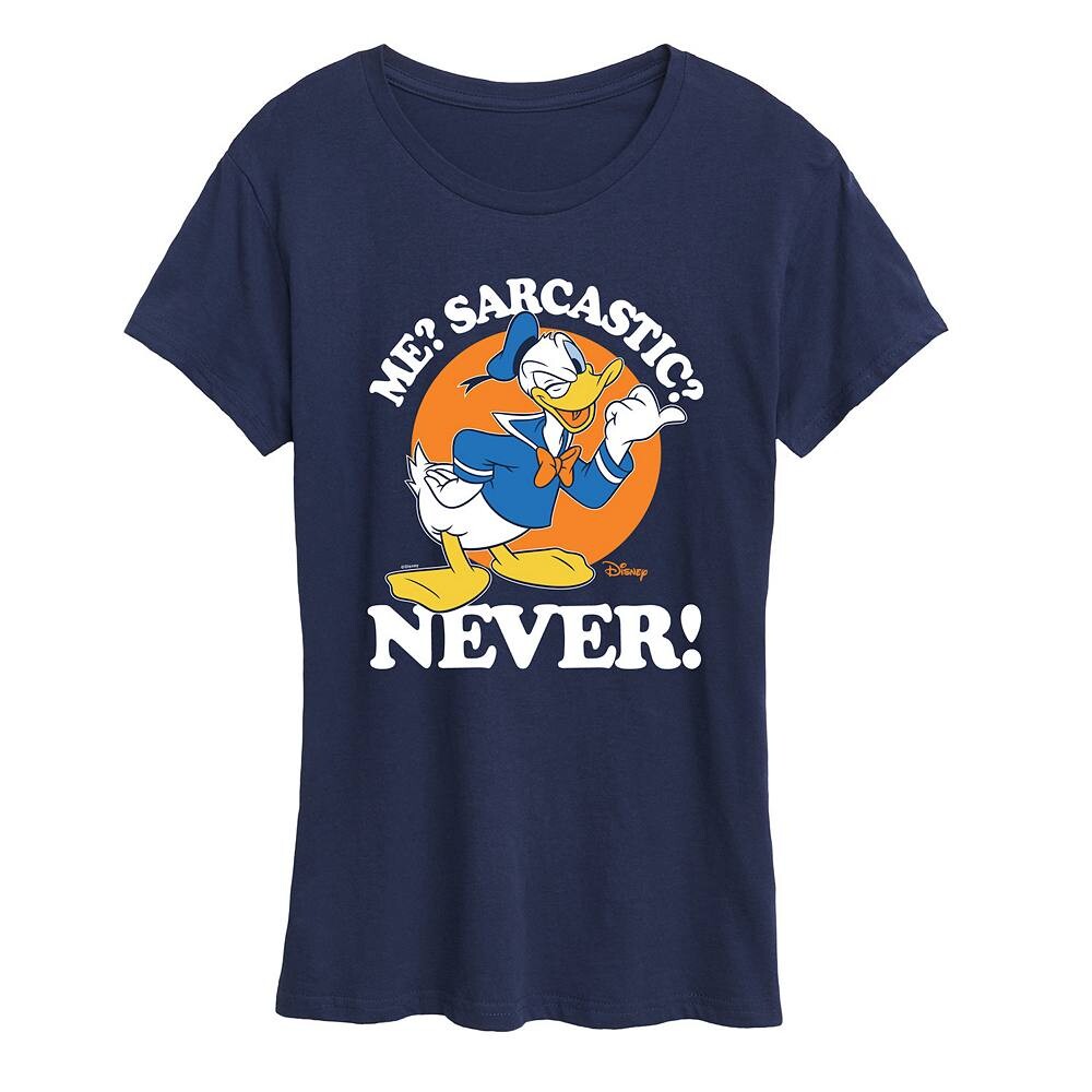 

Женская футболка Disney's Donald Duck Me Sarcastic Never с рисунком, темно-синий
