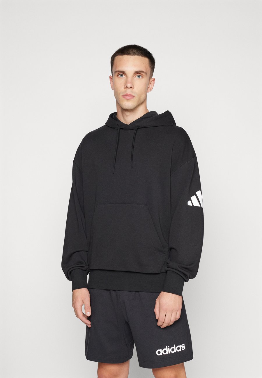 Худи Adidas Sportswear ESSENTIALS LOOSE-FIT 3 BAR, Black/White/Black — фото 3