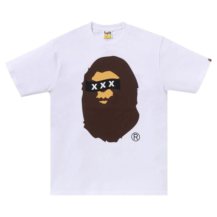 

Футболка BAPE x God Selection XXX Ape Head Tee, белый