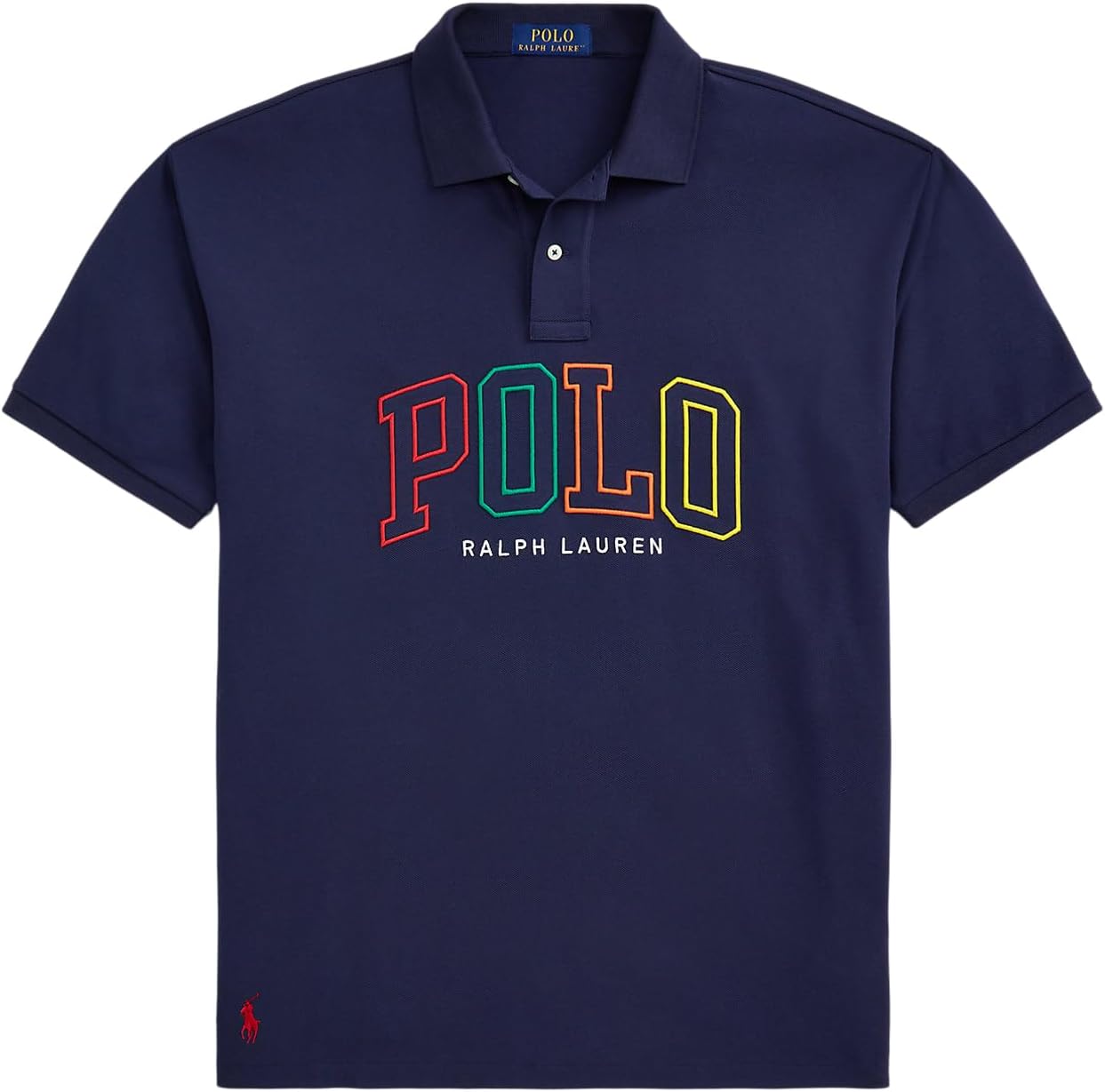 

Polo Ralph Lauren Mesh короткий рукав Big Fit мужская рубашка с большой вышивкой Polo Logo Spell Out и Polo Pony, Navy