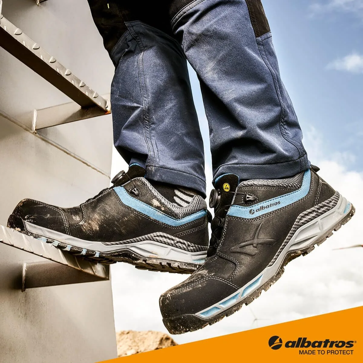 Защитные ботинки Albatros Tofane Black QL CTX MID S3 WR ESD HRO SRC, черный/синий — фото 2