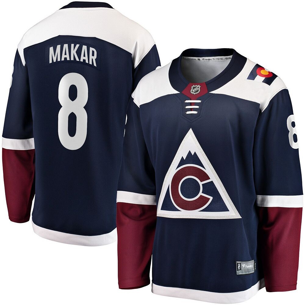 

Мужская футболка Fanatics Branded Cale Makar Navy Colorado Avalanche Alternate 2018/19 Premier Breakaway Player, цвет Ava Navy