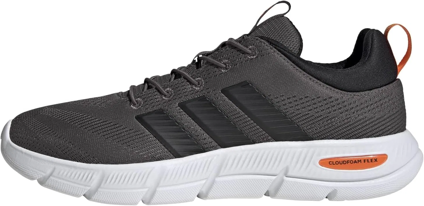 Мужские кроссовки Adidas Cloudfoam Flex на эластичных шнурках, Charcoal Core Black Pure Orange