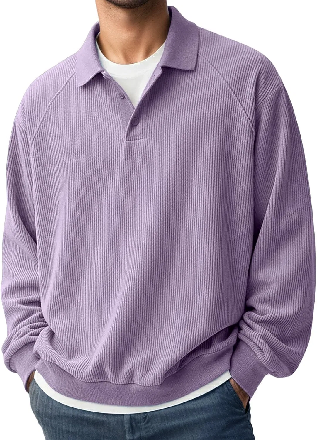 Мужская длинная футболка поло с воротником, бренд Generic, цвет 01-purple
