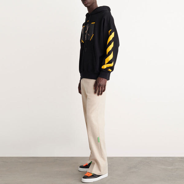 Толстовка caravaggio-print cotton hoodie 'black yellow' Off-White, черный — фото 4