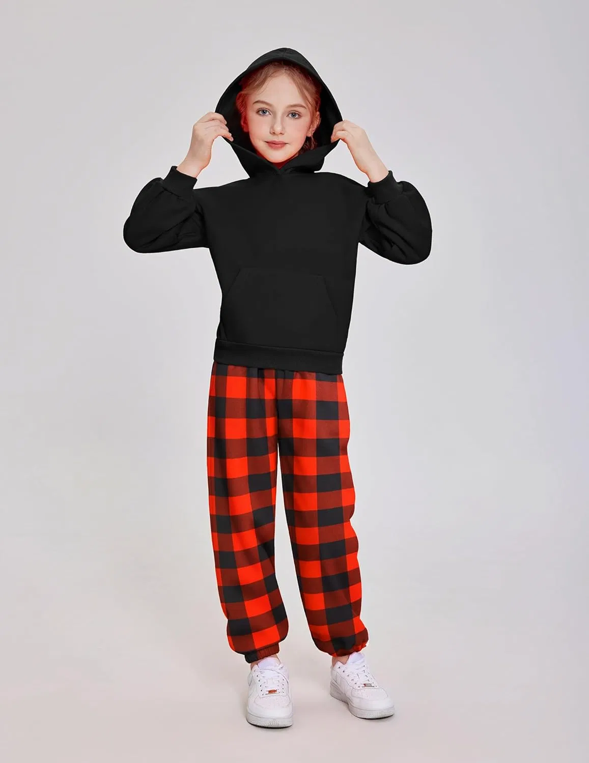 Детский спортивный костюм худи и брюки Arshinet, Black&red Checkered — фото 3